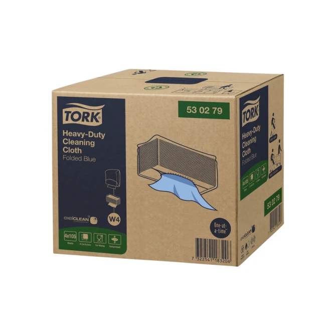 Reinigingsdoek Tork W4 Premium Heavy-Duty gevouwen 1-laags 4x105 vel blauw 530279
