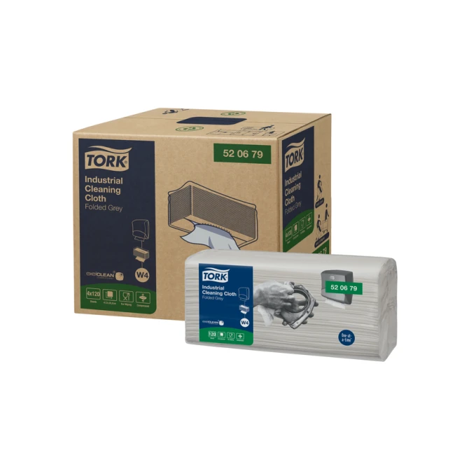 Reinigingsdoek Tork W4 Premium Industrial gevouwen 1-laags 4x120 vel grijs 520679