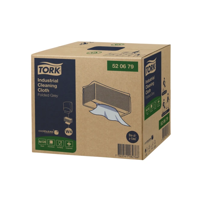 Reinigingsdoek Tork W4 Premium Industrial gevouwen 1-laags 4x120 vel grijs 520679