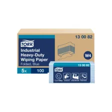 Reinigingsdoek Tork W4 Premium Industrial Heavy-Duty gevouwen 3-laags 5x100 vel blauw 130082