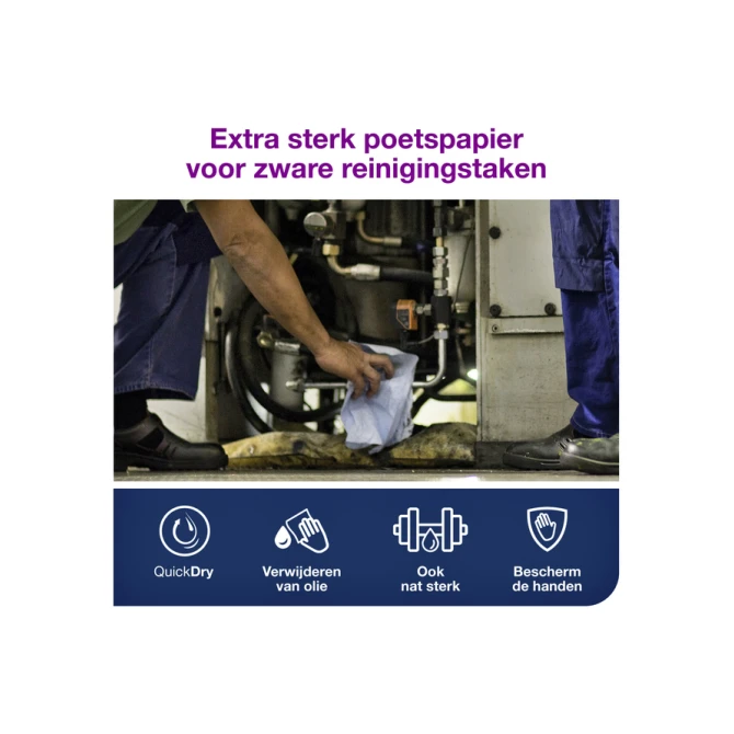 Reinigingsdoek Tork W4 Premium Industrial Heavy-Duty gevouwen 3-laags 5x100 vel blauw 130082