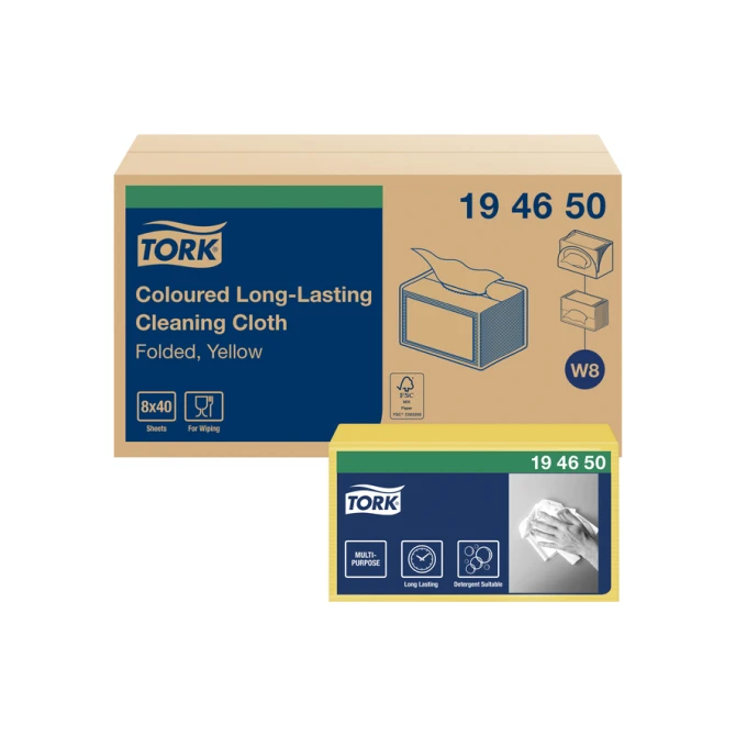 Reinigingsdoek Tork W8 Premium 1-laags 40 vel geel 194650