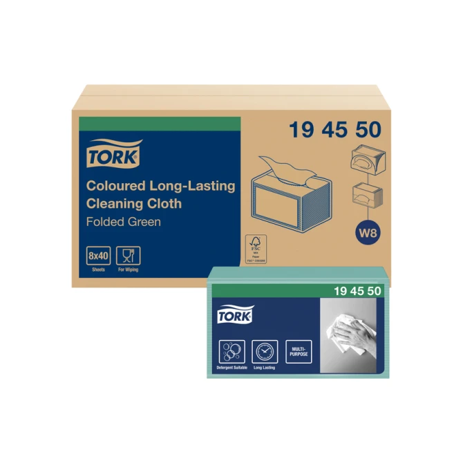 Reinigingsdoek Tork W8 Premium 1-laags 40 vel groen 194550