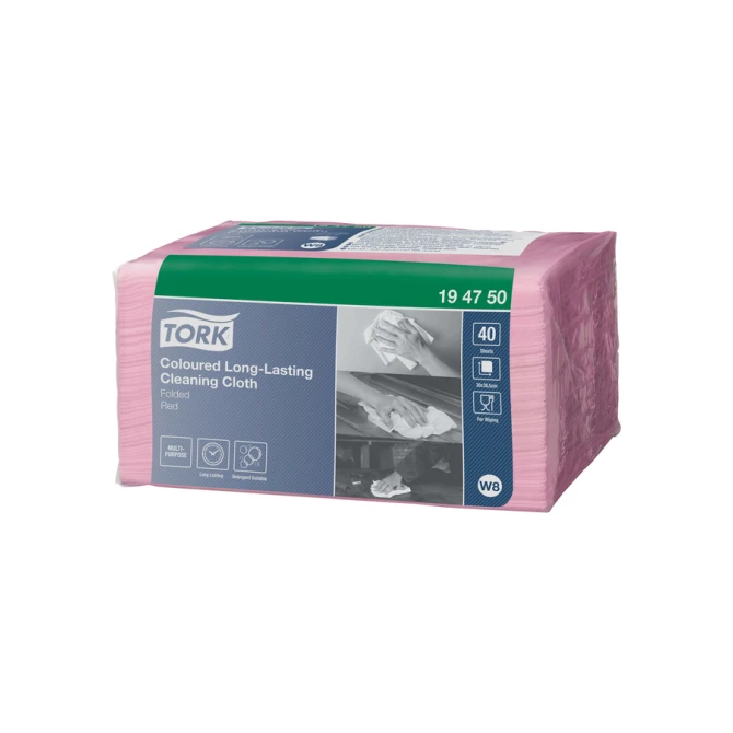 Reinigingsdoek Tork W8 Premium 1-laags 40 vel rood 194750
