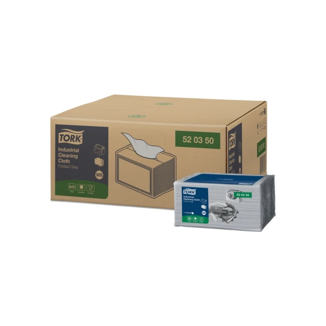 Reinigingsdoek Tork W8 Premium Industrial 1-laags 55 vel grijs 520350