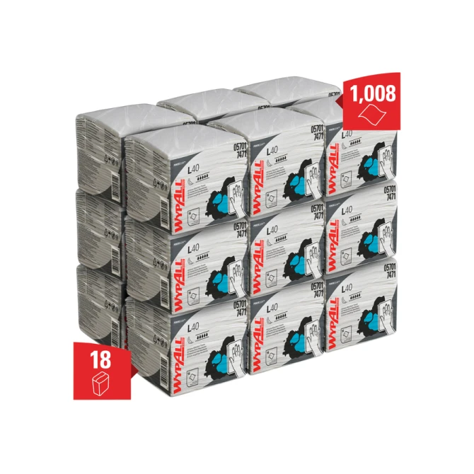 Reinigingsdoek WypAll L40 1-laags 18x56 vel wit 7471