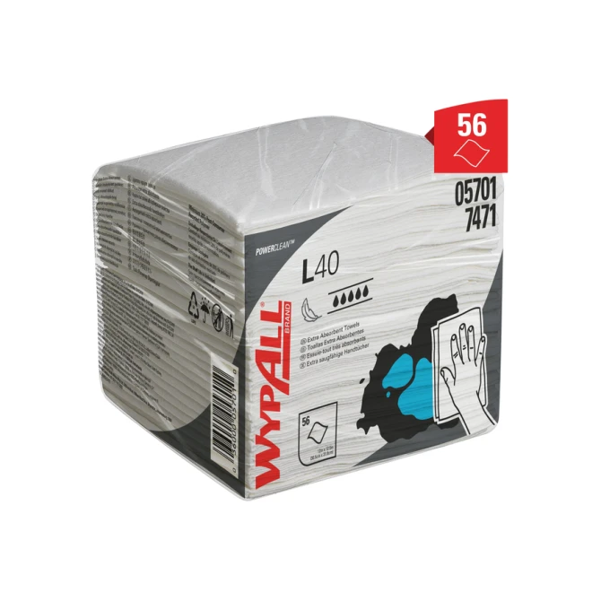 Reinigingsdoek WypAll L40 1-laags 18x56 vel wit 7471