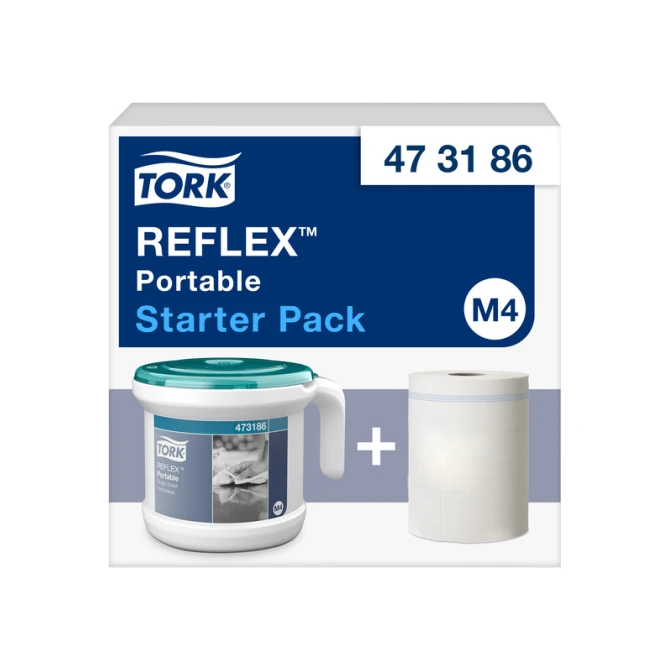 Reinigingsdoekdispenser Tork M4 Reflex Performance dispenserdoos startpakket wit 473186