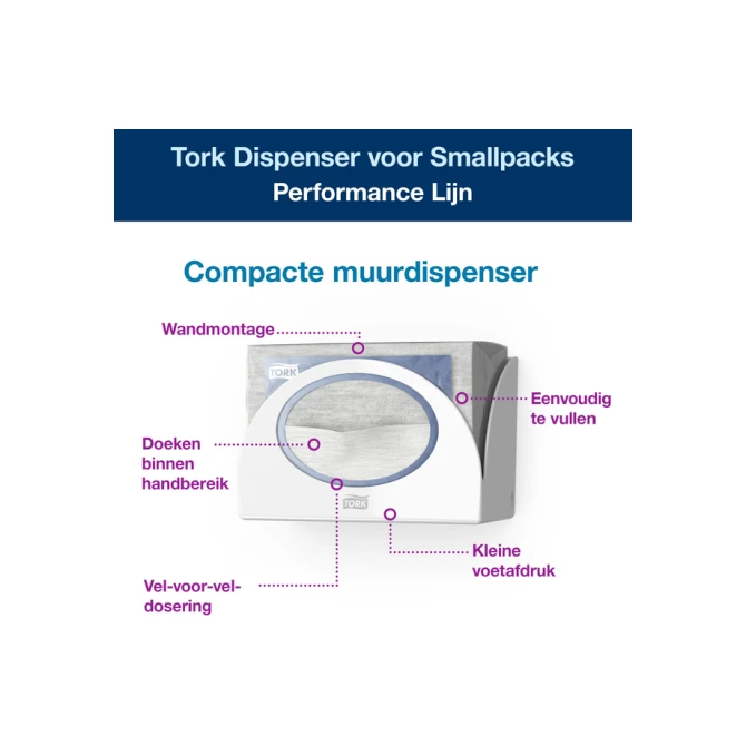 Reinigingsdoekdispenser Tork W8 Performance wit 655100