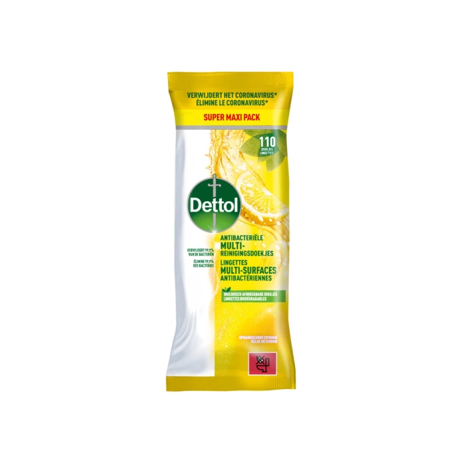Reinigingsdoekjes Dettol antibacterieël Citrus 110 stuks