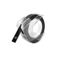 Reliëftape Dymo embossing plastic 9mm wit op zwart