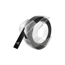 Reliëftape Dymo embossing plastic 9mm wit op zwart