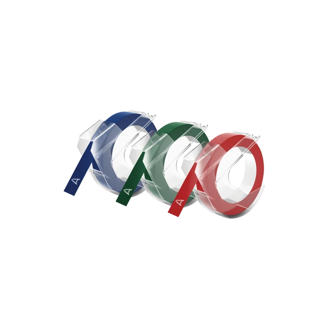 Reliëftape Dymo embossing vinyl 9mm assorti 3 stuks