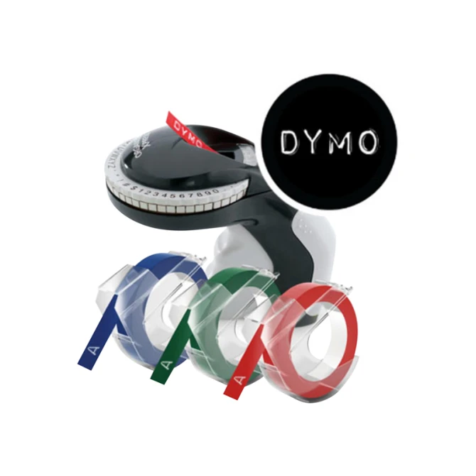 Reliëftape Dymo embossing vinyl 9mm assorti 3 stuks