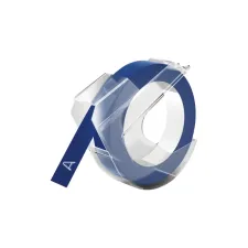 Reliëftape Dymo embossing vinyl 9mm wit op blauw