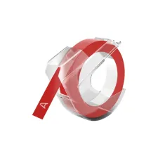 Reliëftape Dymo embossing vinyl 9mm wit op rood