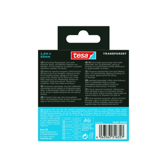 Reparatietape tesa Ultra Power Onderwater transparant 50mmx1,5m