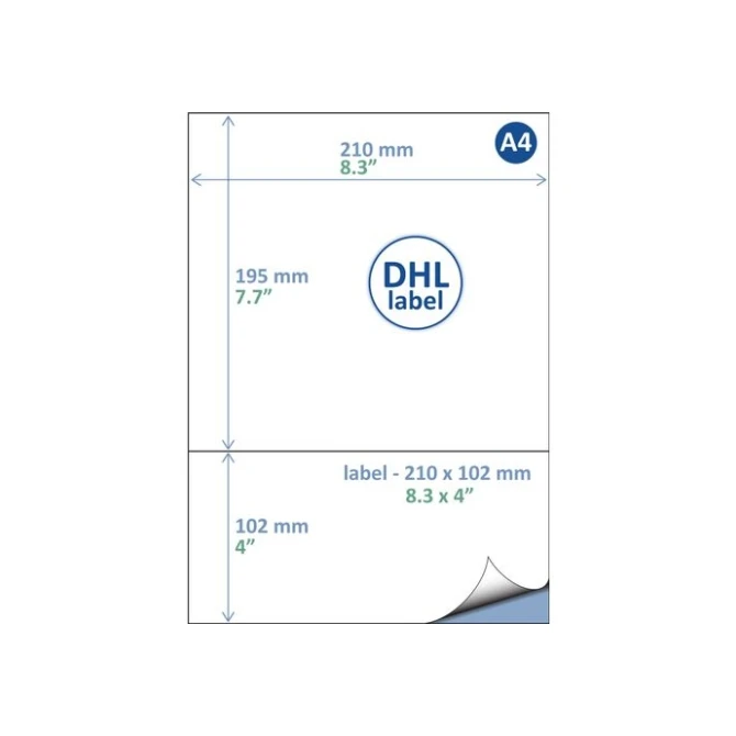 Retourlabel DHL IEZZY A4 1.000 vel 210x102mm 1000 labels