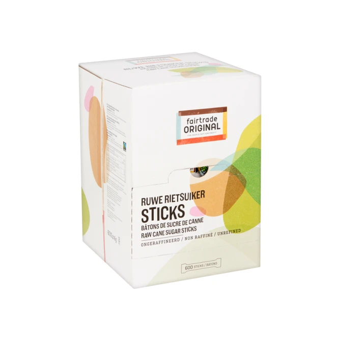 Rietsuikersticks Fairtrade Original 600 stuks