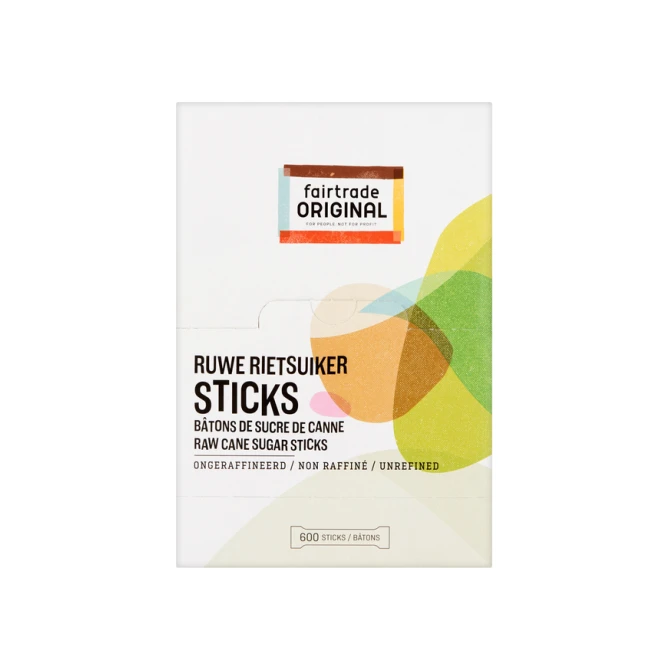 Rietsuikersticks Fairtrade Original 600 stuks
