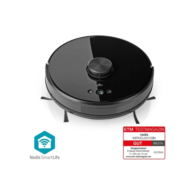 Robotstofzuiger Nedis Smartlife wifi laser 3-in-1 zwart