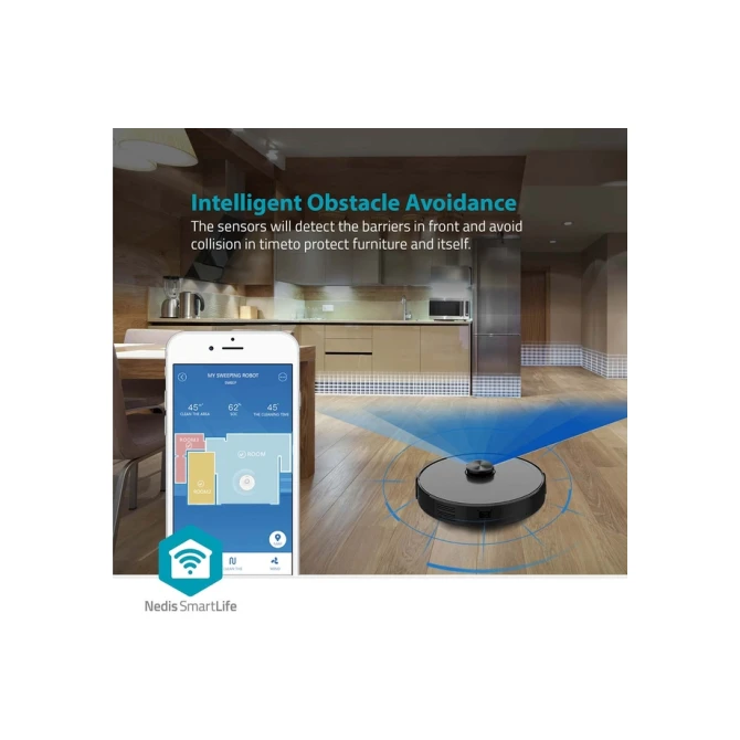 Robotstofzuiger Nedis Smartlife wifi laser 3-in-1 zwart