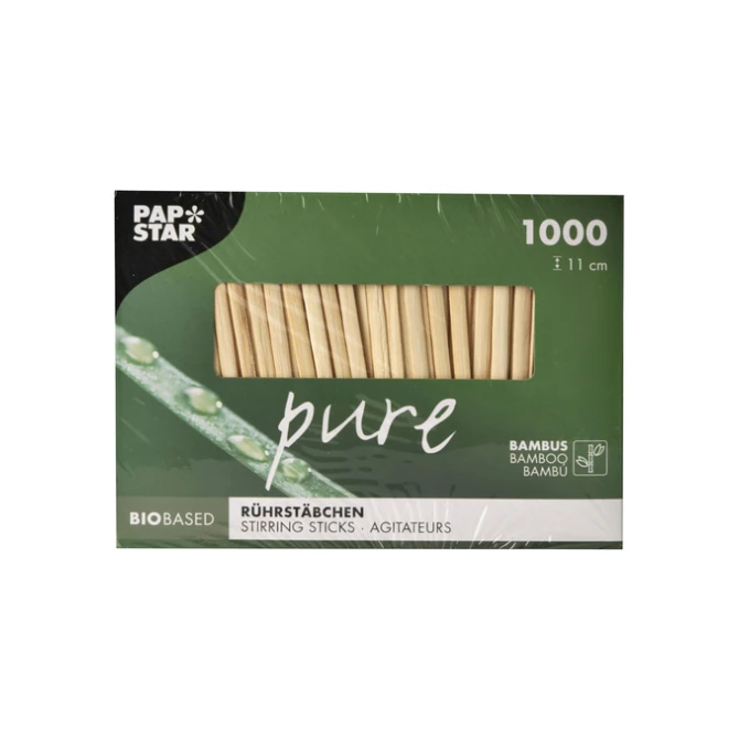 Roerstaafje Papstar 110x3mm bamboe 1000 stuks