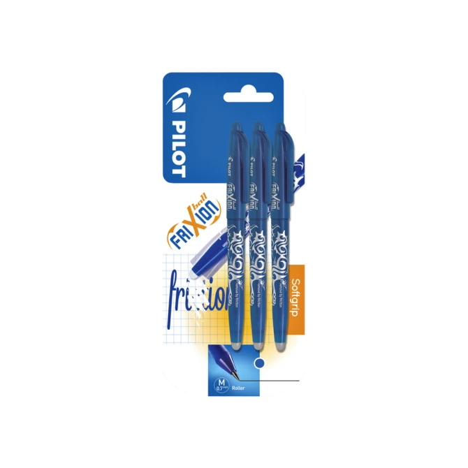 Rollerpen PILOT friXion medium blauw blister à 3 stuks