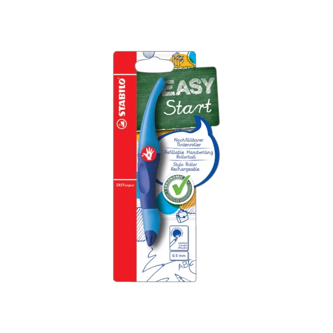 Rollerpen STABILO Easyoriginal rechtshandig licht/donkerblauw blister à 1 stuk