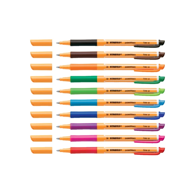 Rollerpen STABILO PointVisco 1099/10 fijn assorti etui à 10 stuks