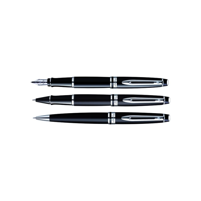 Rollerpen Waterman Expert black lacquer CT fijn