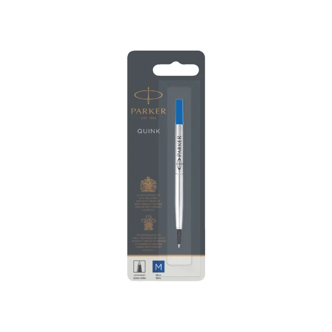 Rollerpenvulling Parker Quink medium blauw blister à 1 stuk