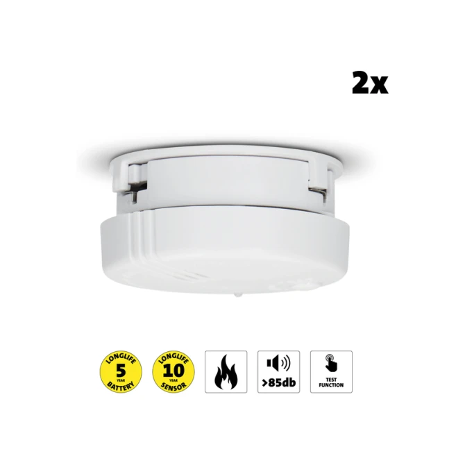 Rookmelder Alecto mini 2 stuks met 5 jaar batterij SA102 wit