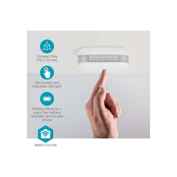 Rookmelder Nedis Smartlife Wifi 10 jaar sensor wit