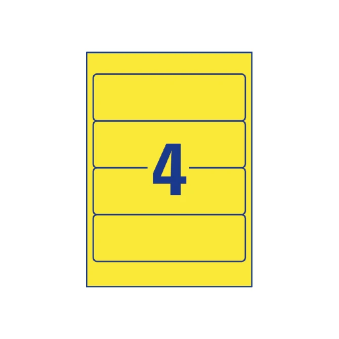 Rugetiket Avery breed 61x192mm zelfklevend geel 20 vel