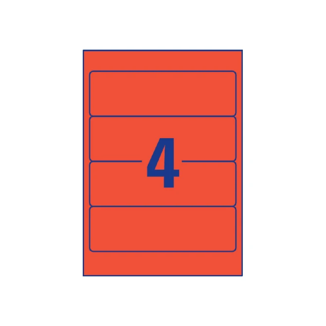 Rugetiket Avery breed 61x192mm zelfklevend rood