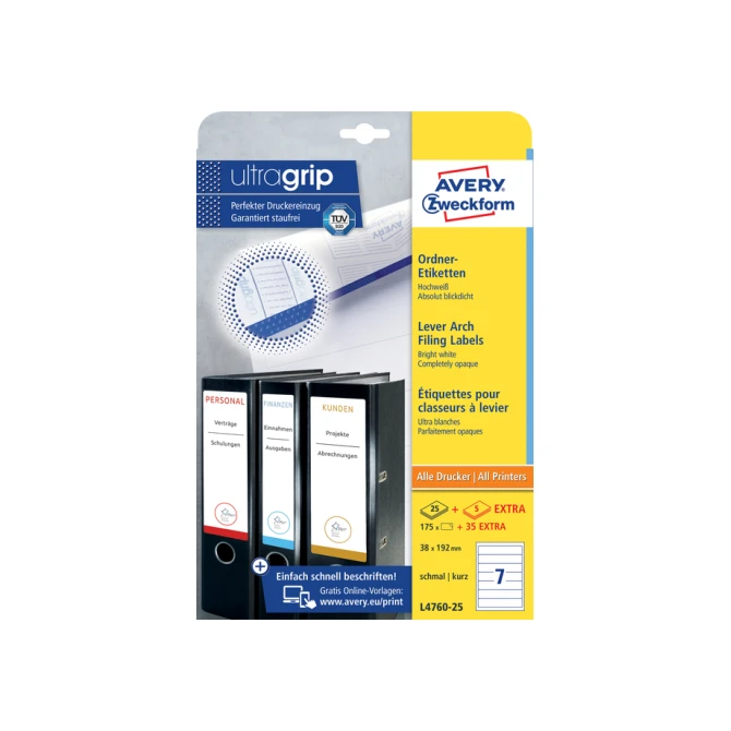 Rugetiket Avery Zweckform smal 38x192mm zelfklevend wit