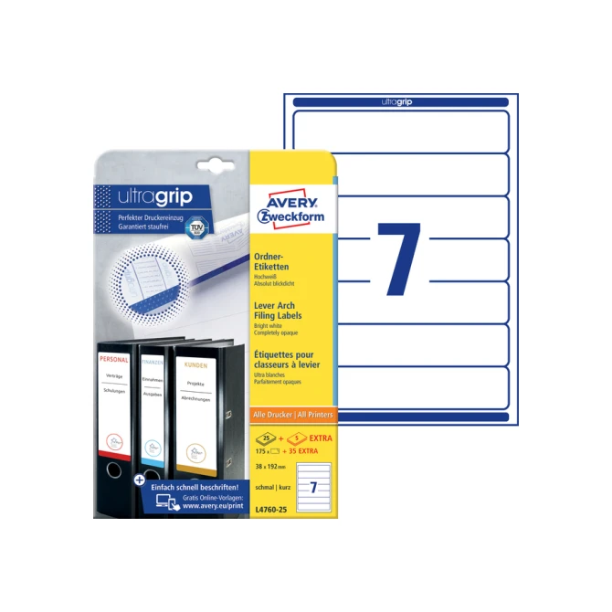 Rugetiket Avery Zweckform smal 38x192mm zelfklevend wit