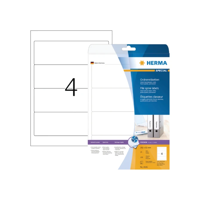 Rugetiket HERMA 5095 breed 61x192mm zelfklevend wit