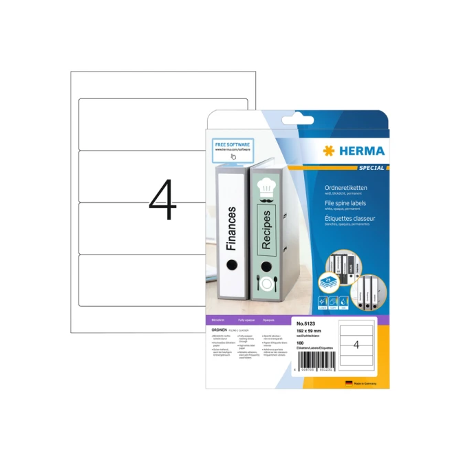 Rugetiket HERMA 5123 192x59mm zelfklevend wit 100 etiketten