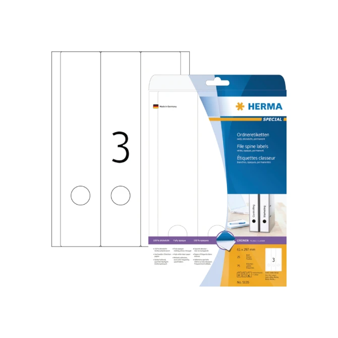 Rugetiket HERMA 5135 breed/ lang 61x297mm zelfklevend wit