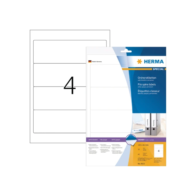 Rugetiket HERMA 8621 breed 61x192mm zelfklevend wit