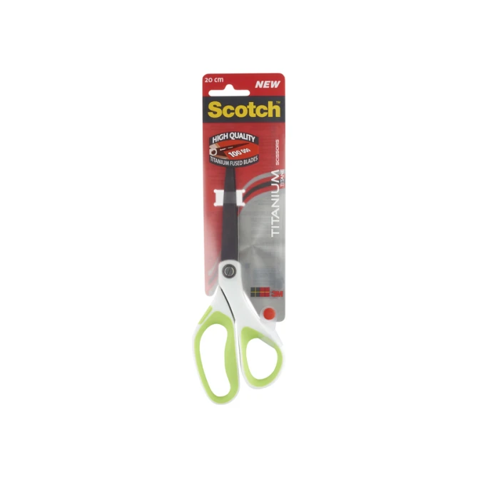 Schaar Scotch 20cm titanium met groot oog groen blister