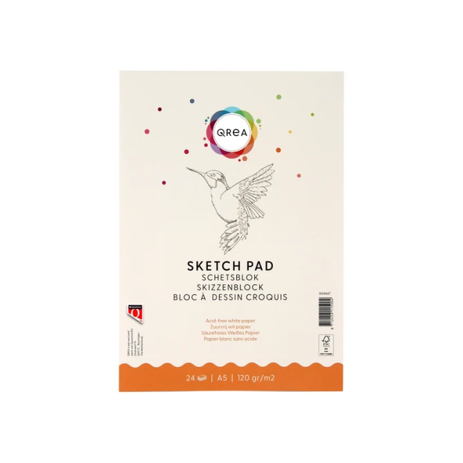 Schetsblok Qrea A5 24 vel 120gr gelijmd