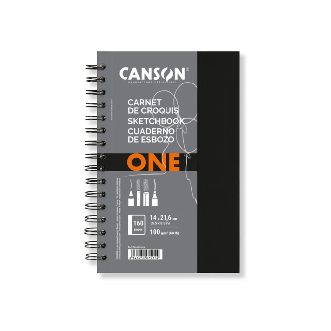 Schetsboek Canson Art Book One spiraalgebonden 80vel 100gr 140x216mm wit