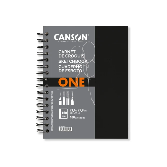 Schetsboek Canson Art Book One spiraalgebonden 80vel 100gr 216x279mm wit