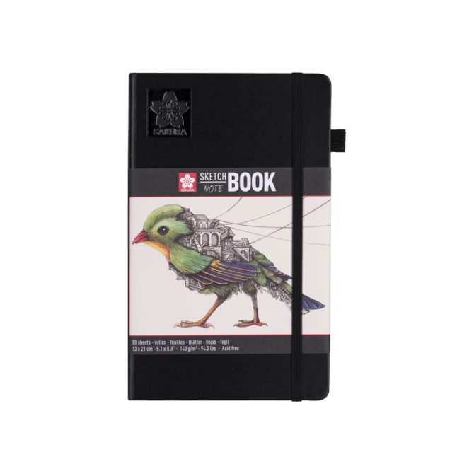 Schetsboek Sakura 80 witte vellen 140gr 130x210mm zwart