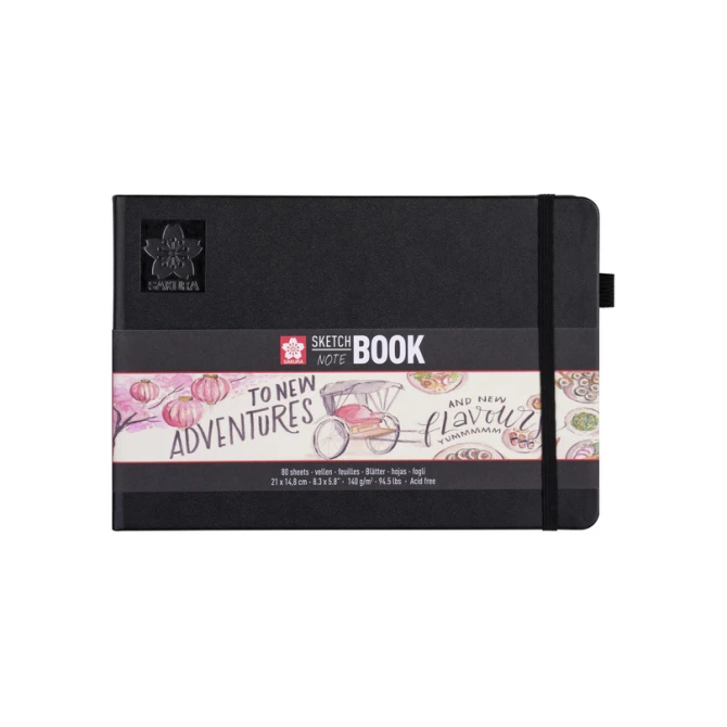 Schetsboek Sakura 80 witte vellen 140gr 210x148mm zwart