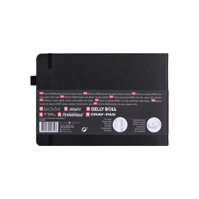 Schetsboek Sakura 80 witte vellen 140gr 210x148mm zwart