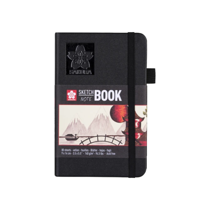 Schetsboek Sakura 80 witte vellen 140gr 90x140mm zwart